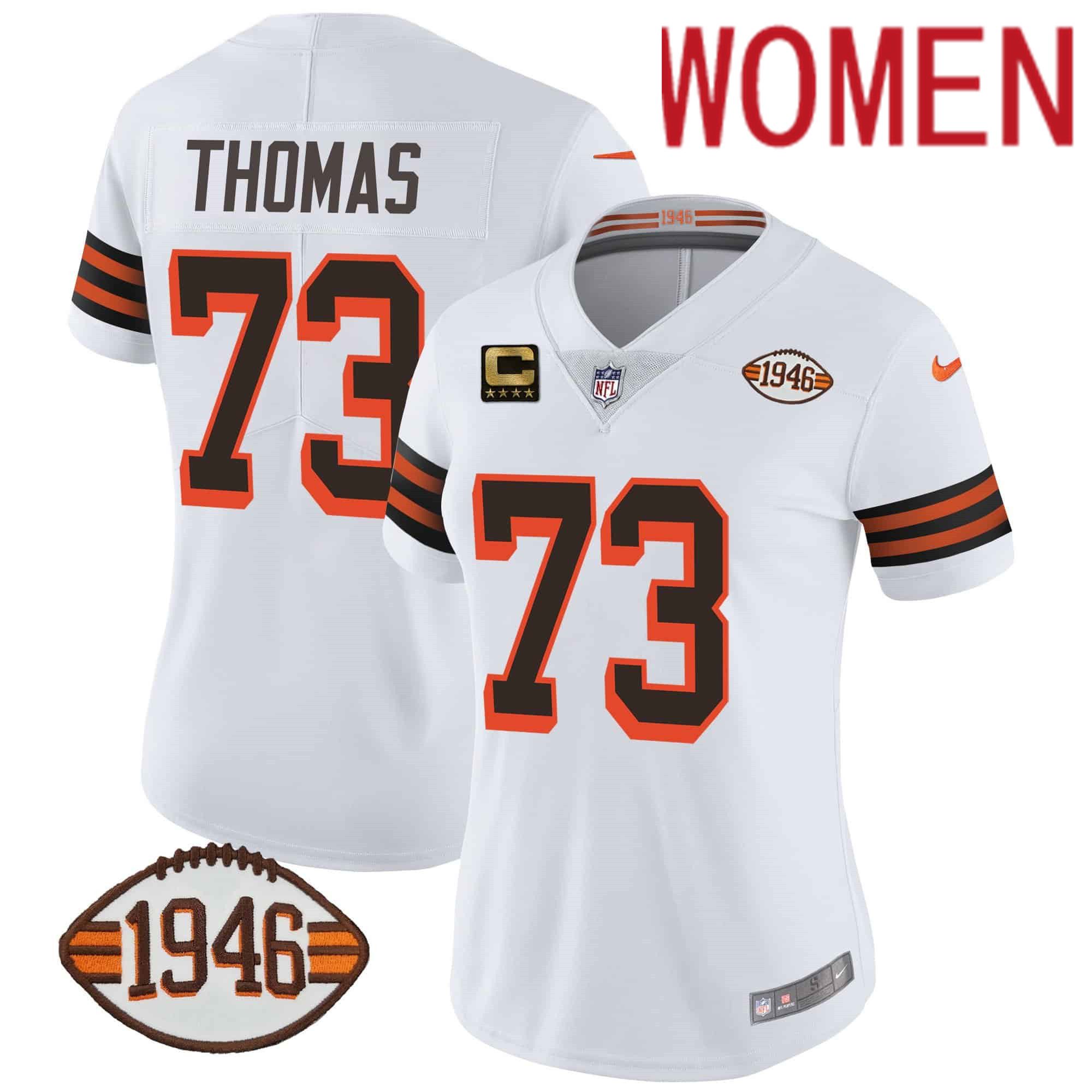 Women Cleveland Browns #73 Thomas White 1946 75th Anniversary Patch 2024 Nike NFL Jersey